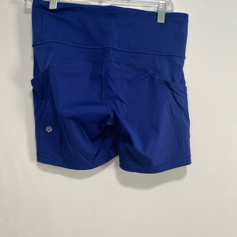 Royal blue high waisted, biker shorts with pockets
